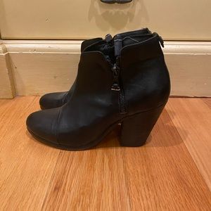 Rag & Bone Black Leather Heeled Booties Sz 38